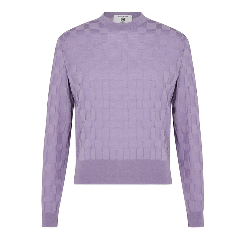 DAKS X JOHN SMEDLEY HOUSE CHECK L/S T-SHIRT - COSMIC VIOLET