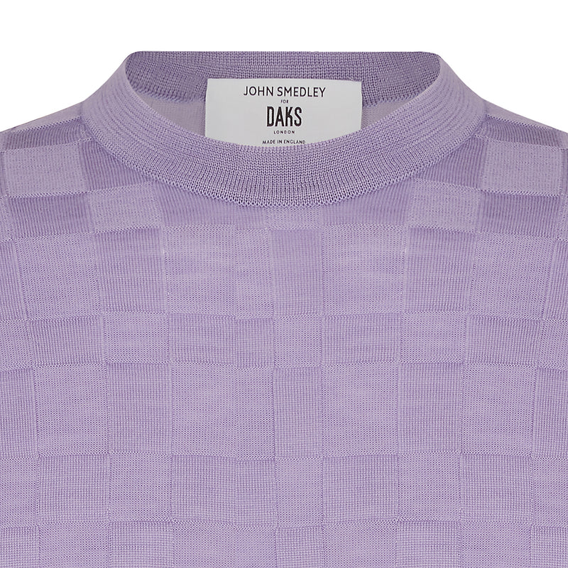 DAKS X JOHN SMEDLEY HOUSE CHECK L/S T-SHIRT - COSMIC VIOLET