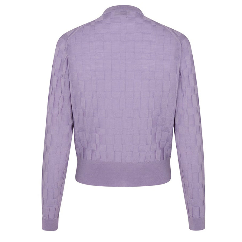 DAKS X JOHN SMEDLEY HOUSE CHECK L/S T-SHIRT - COSMIC VIOLET