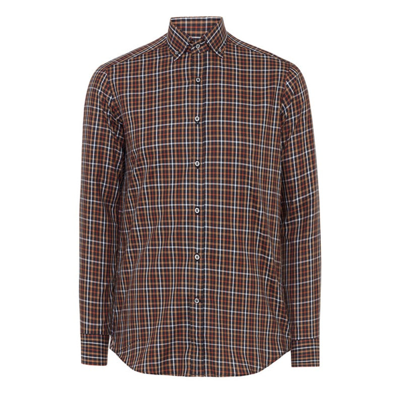 DARK BROWN HOUSE CHECK SHIRT DAKS DARK BROWN HOUSE CHECK SHIRT DAKS
