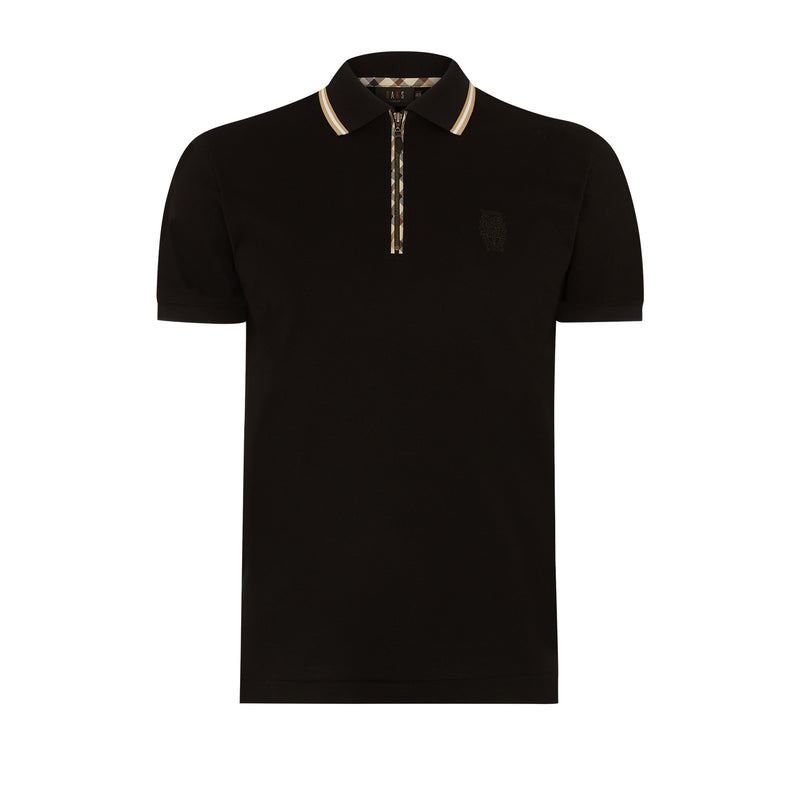 BLACK POLO WITH ZIP