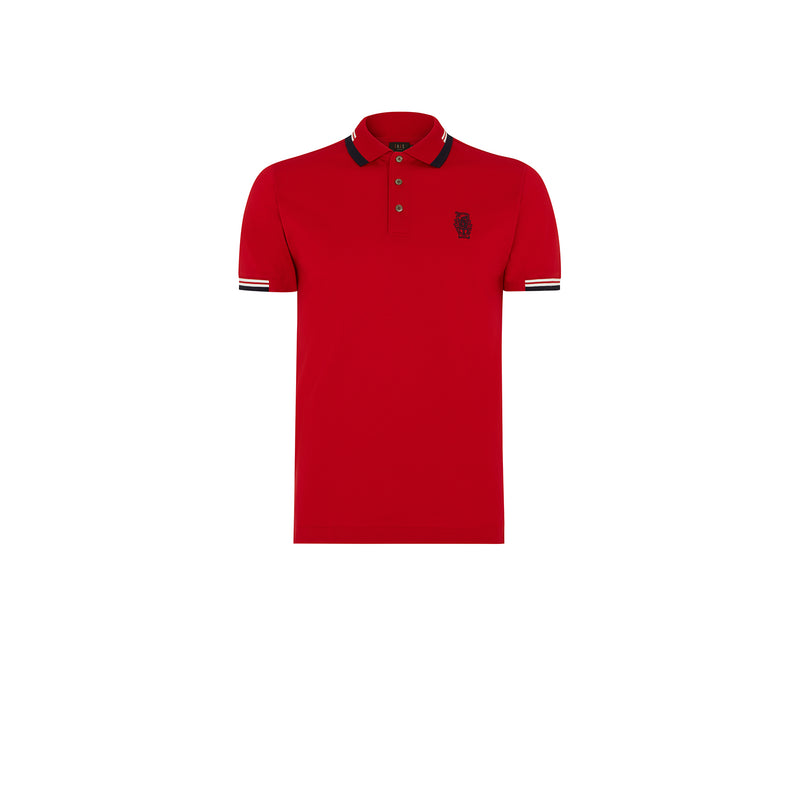 RED POLO WITH CREST LOGO