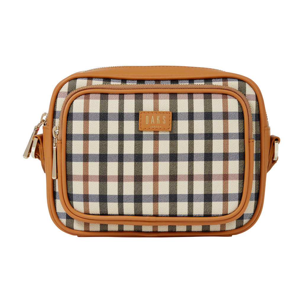 DAKS FIN Checked Beige SATCHEL hot BAG